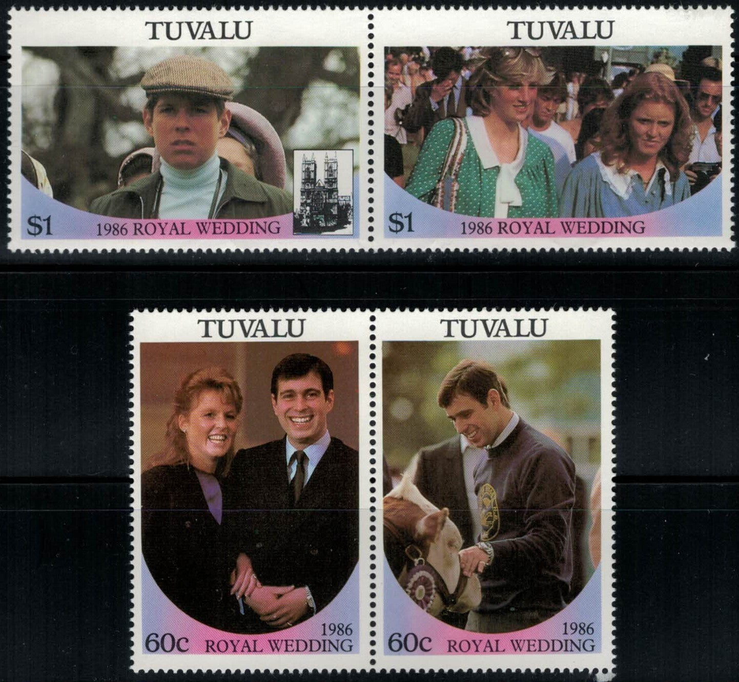 Tuvalu 381-384 MNH Royal Wedding pairs ZAYIX 030822SM26M