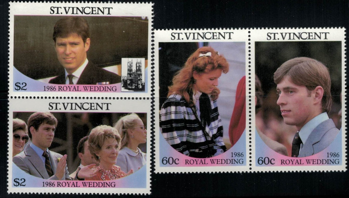 St. Vincent 958-959 MNH Royal Wedding Andrew & Fergie pairs ZAYIX 030822SM04M