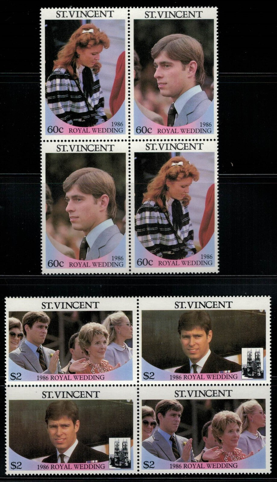 St. Vincent 958-959 MNH Royal Wedding Andrew & Fergie blocks ZAYIX 030822SM03M
