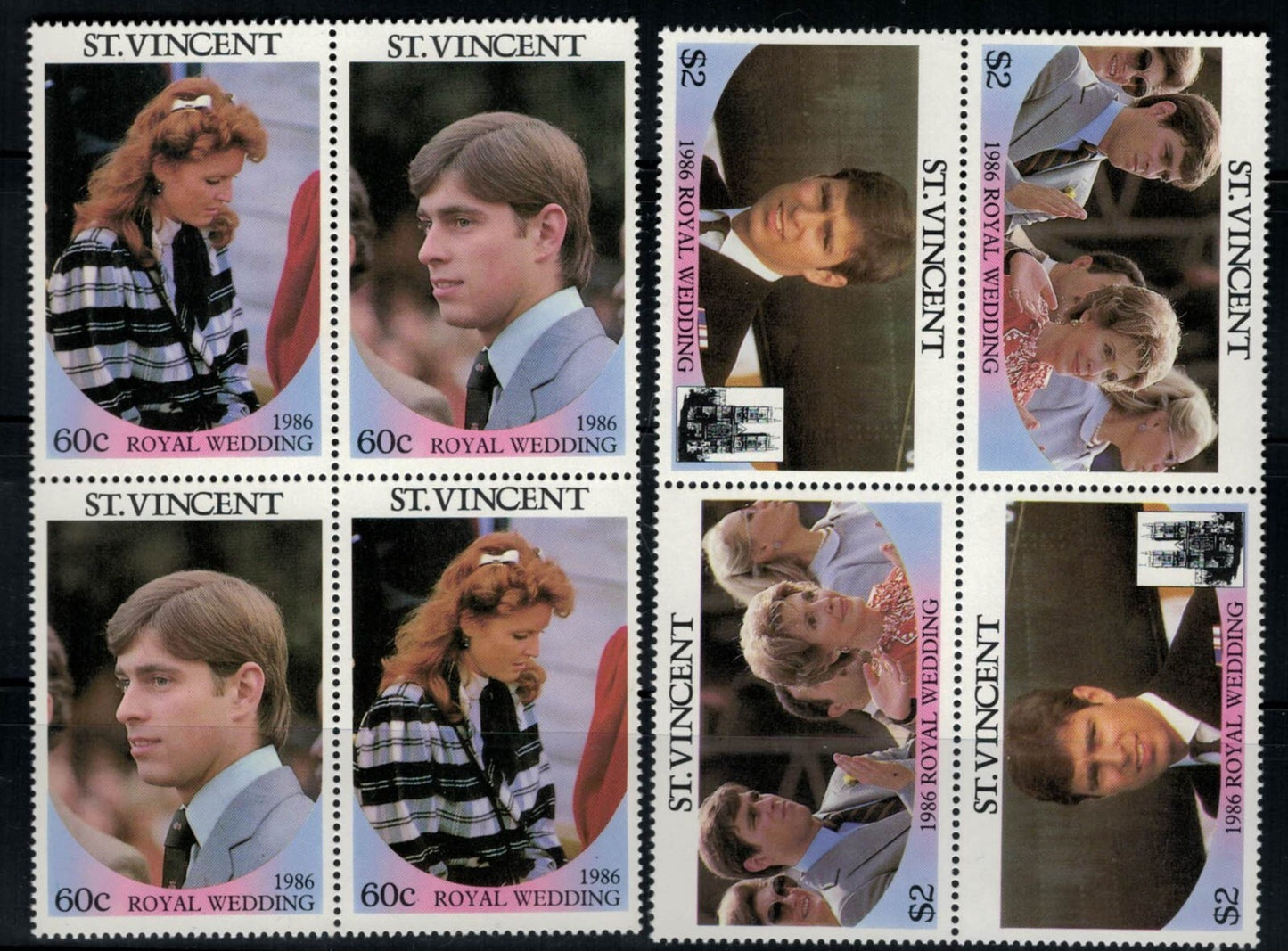 St. Vincent 958-959 MNH Royal Wedding Fergie se-tenant blocks ZAYIX 030822SM02M