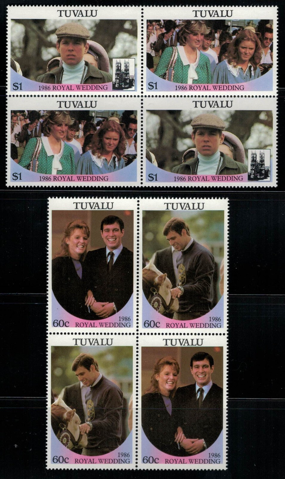 Tuvalu 381-387 MNH Royal Wedding blocks 030822-SM29M ZAYIX 030822SM29M