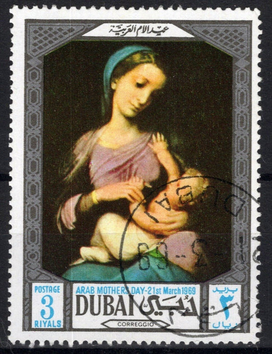 Dubai 100 CTO Painting Madonna & Child Artist Correggio ZAYIX 013123S87M