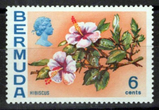 Bermuda 260b MH 6c Hibiscus Flowers watermarked 373 sideways ZAYIX 0224S0296