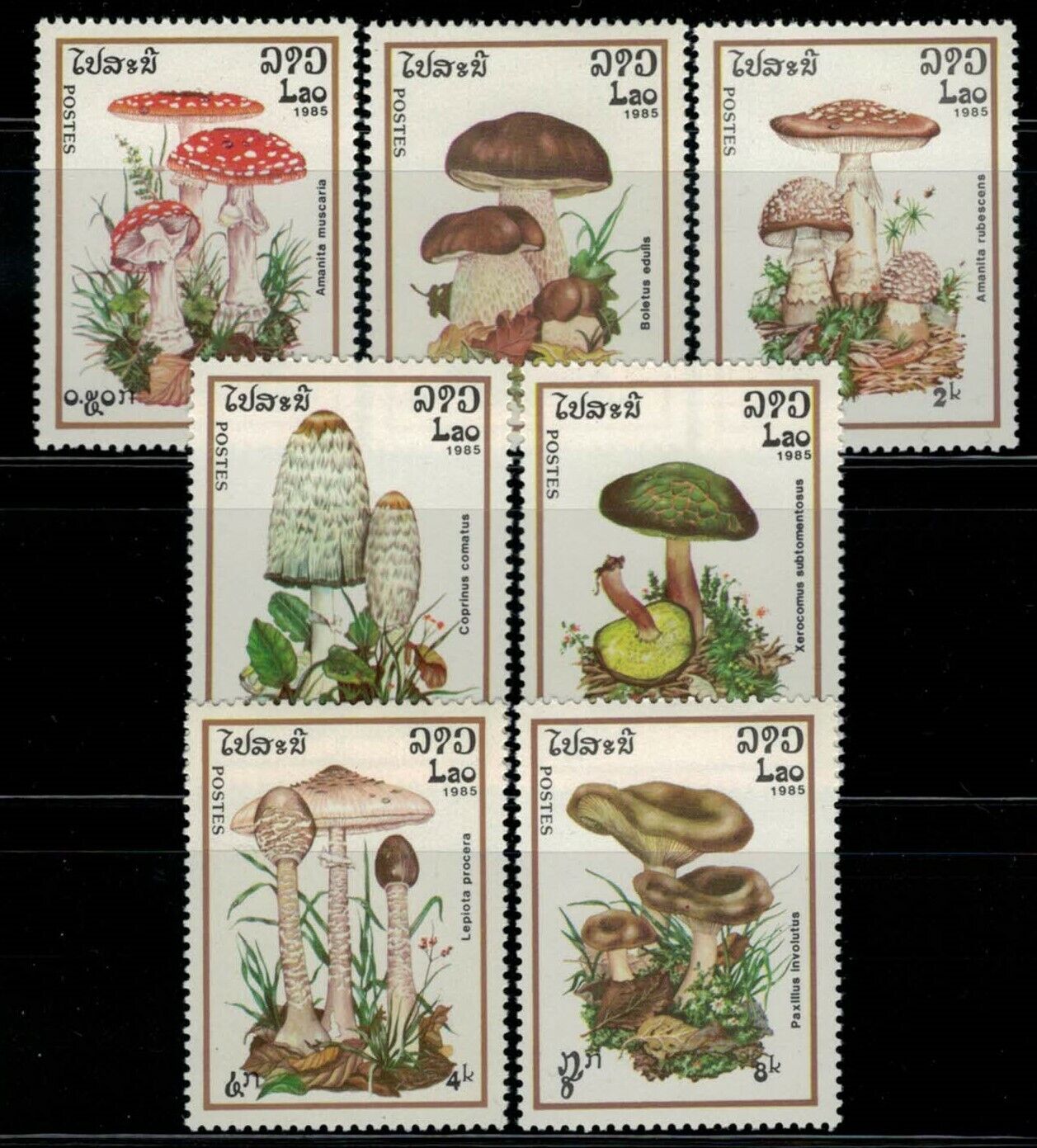ZAYIX - Laos 627-633 MNH Mushrooms Plants Flora