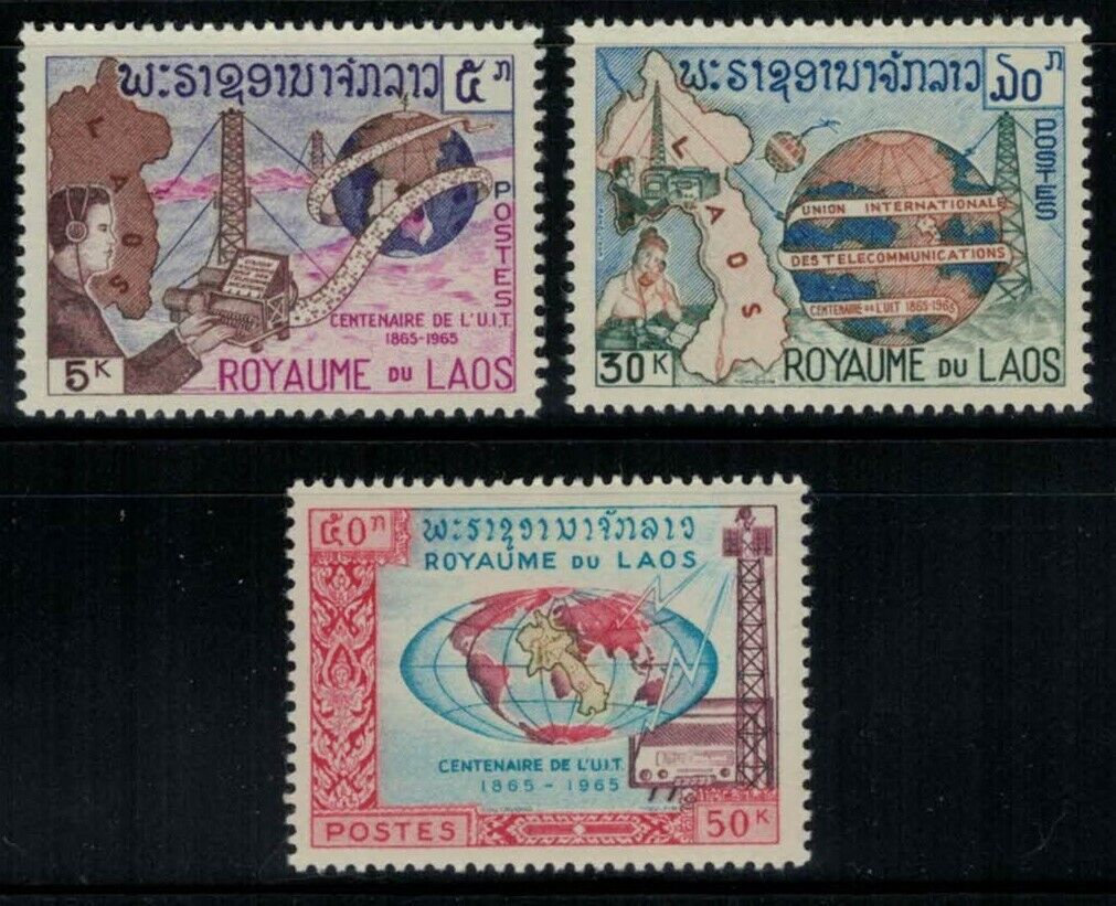 ZAYIX - Laos 109-111 MNH Communication Satellite Radio 032322SM17M