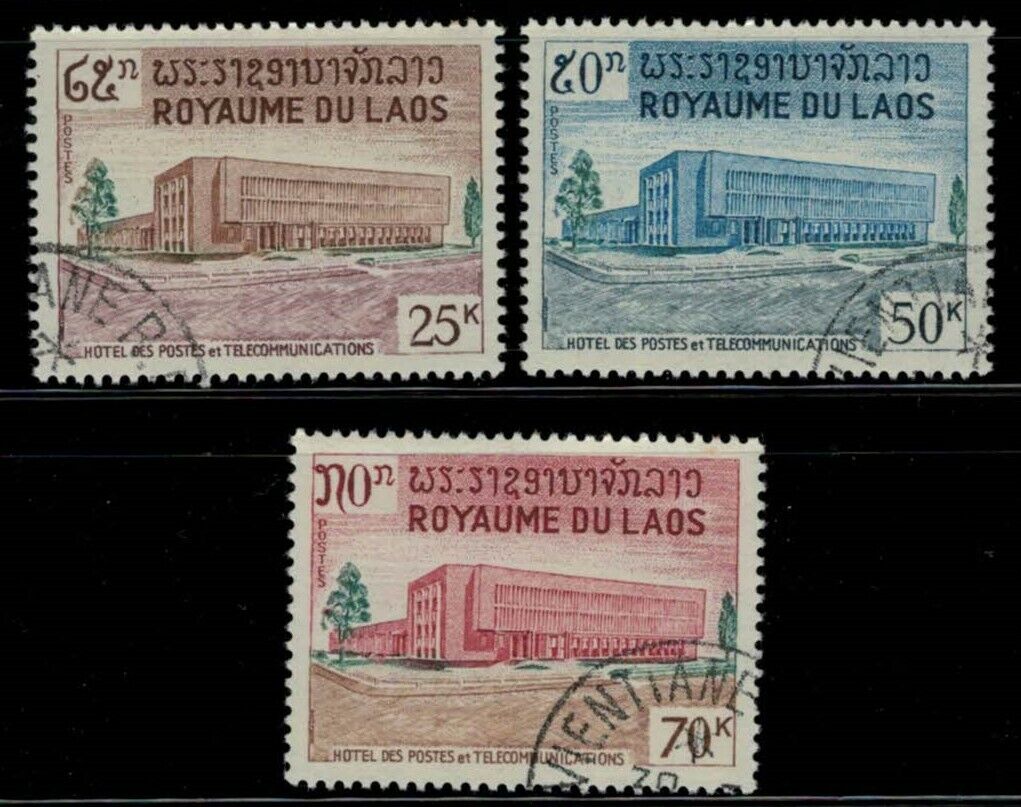 ZAYIX - Laos 145-147 CTO Post Office Telegraph Headquarters Communication