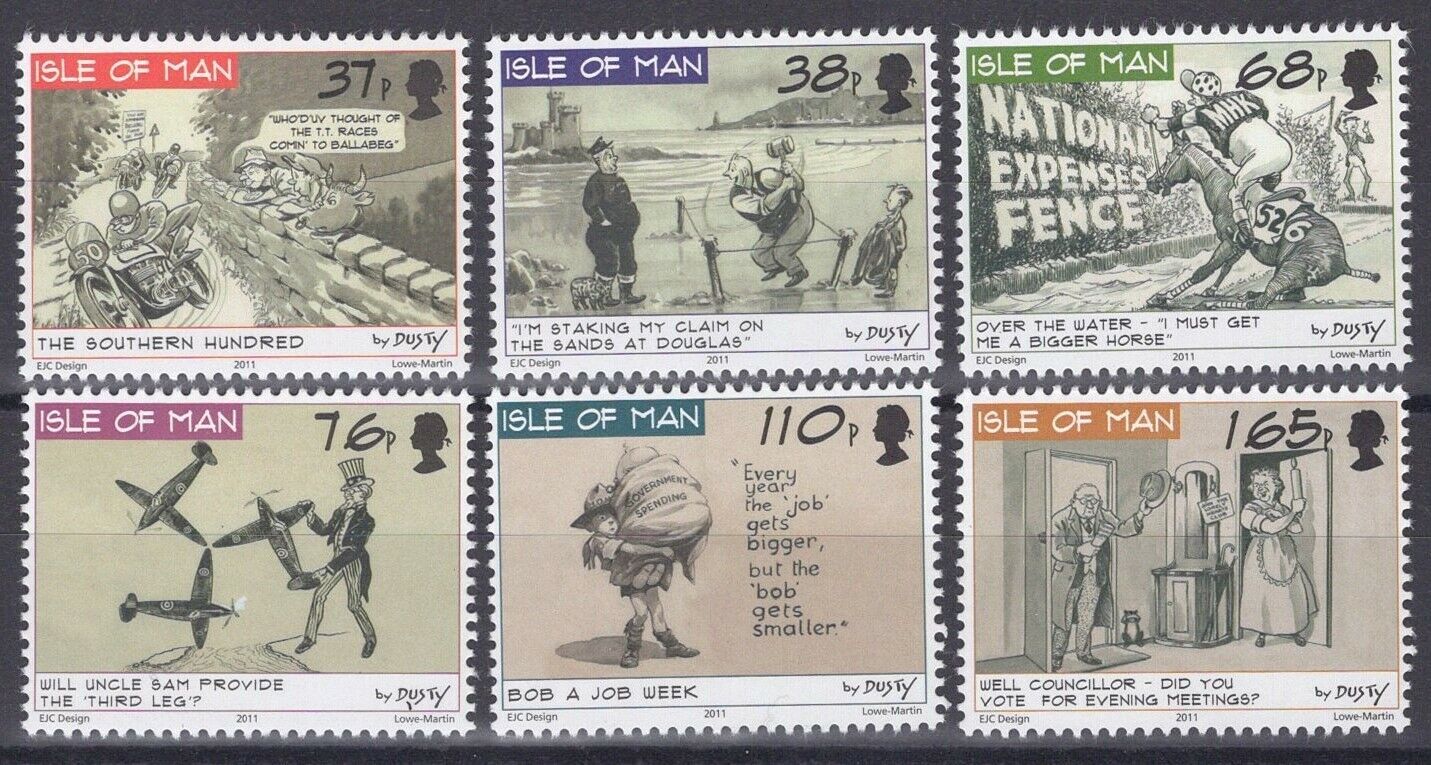 ZAYIX Great Britain - Isle of Man 1436-1441 MNH Political Cartoons Harold Miller