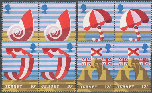 ZAYIX Great Britain - Jersey 124-127 MNH Pairs Tourism Beach Flag Umbrella