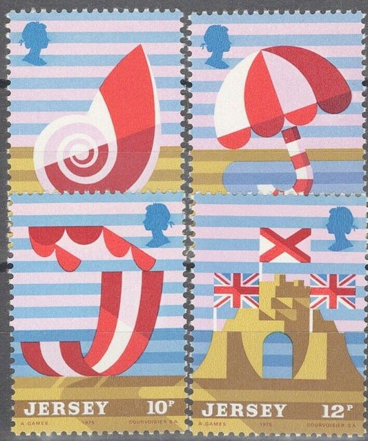 ZAYIX Great Britain - Jersey 124-127 MNH Tourism Beach Flag Umbrella