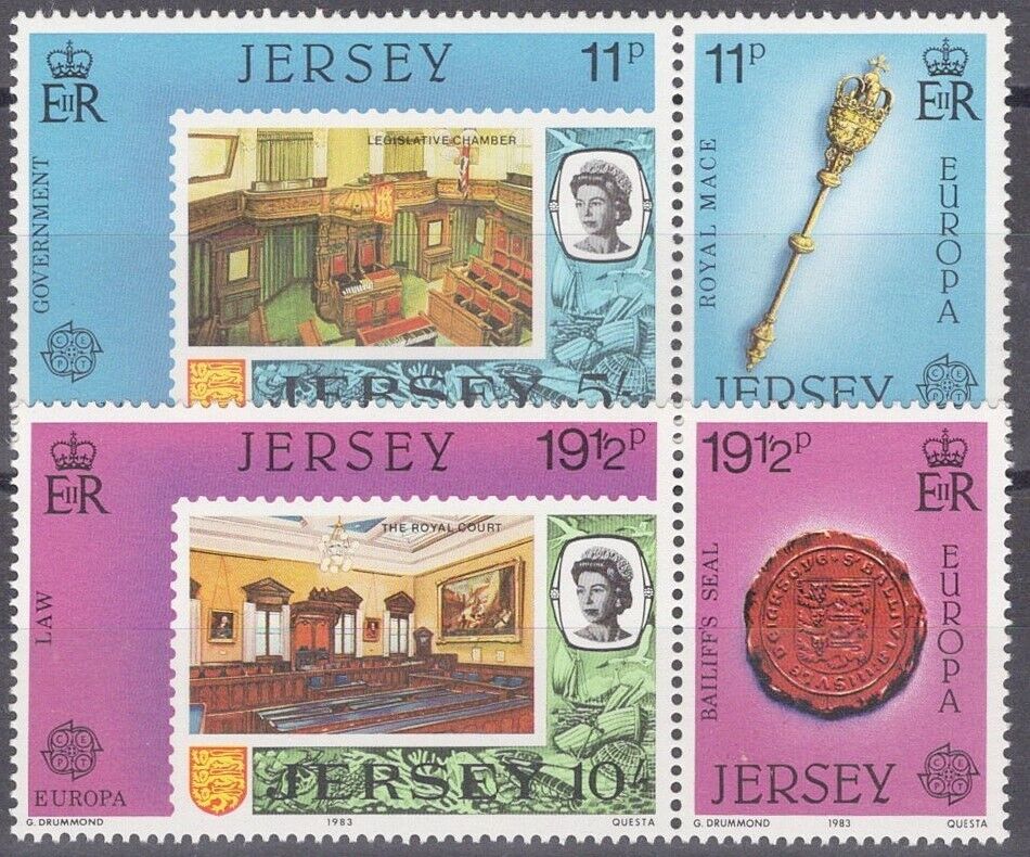 Great Britain Jersey 307a-309a MNH Europa Government Royal Mace