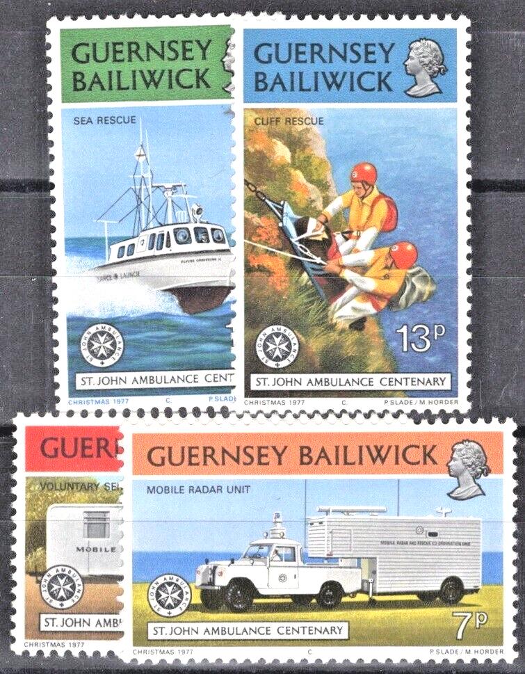 ZAYIX Great Britain Guernsey 153-156 MNH Medical Ambulance Boat 011022S16M