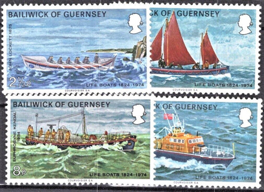 ZAYIX Great Britain Guernsey 91-94 MNH Lifeboats Boats 011022S06M