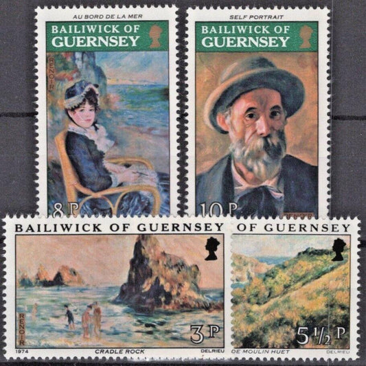ZAYIX Great Britain Guernsey 115-118 MNH Art Renoir Paintings Artist 011022S09M