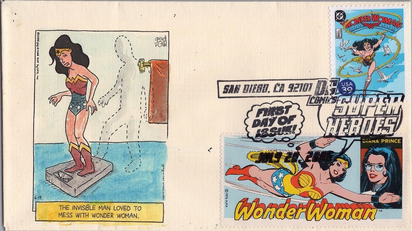 ZAYIX 2006 US 4084 FDC DC Comics Superheroes Wonder Woman Humorous SMB