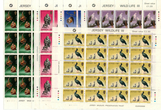 ZAYIX - Great Britain Jersey 217-221 MNH sheets Wildlife Preservation 072422SL10