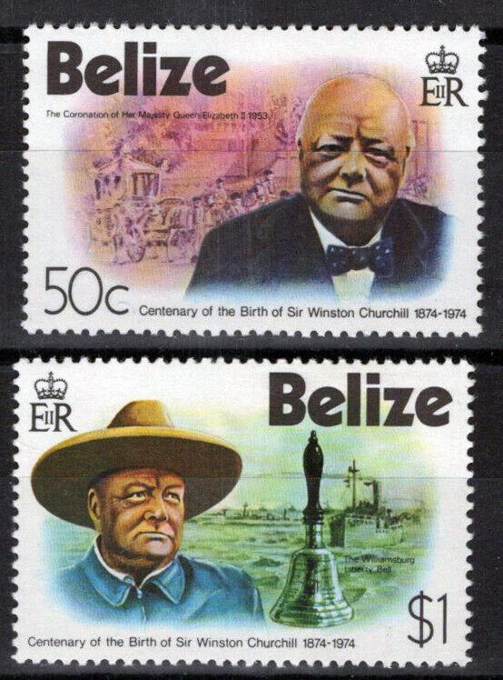 ZAYIX Belize 363-364 MNH Sir Winston Churchill Liberty Bell 082322S237
