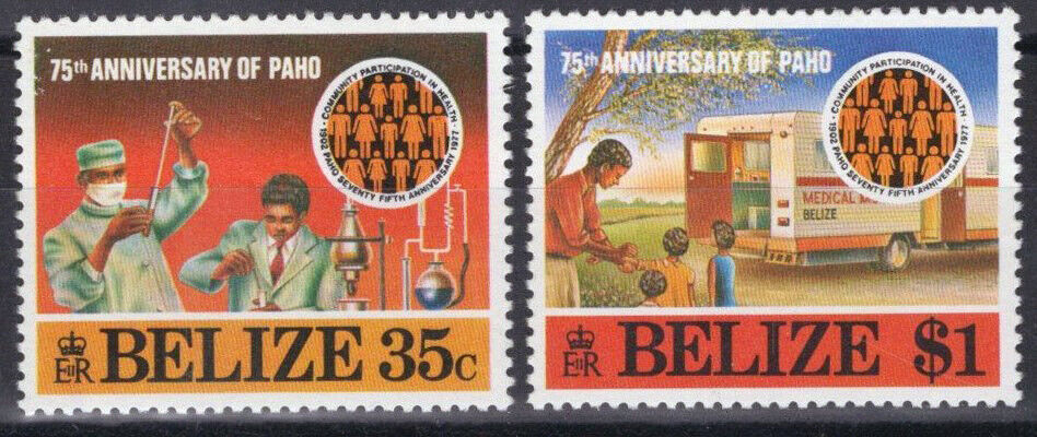 ZAYIX Belize 393-394 MNH Medical Laboratory Children 082322S240