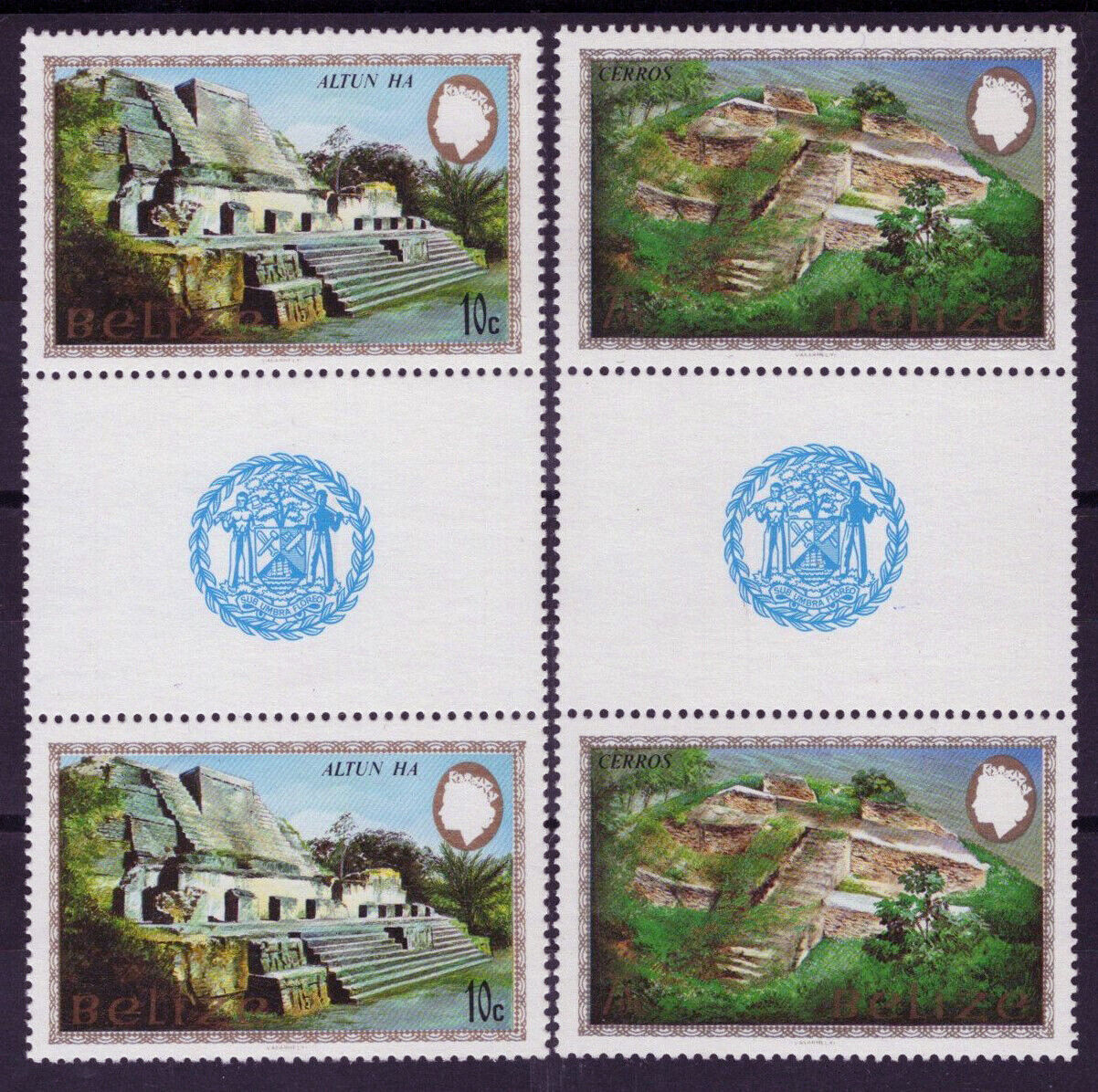ZAYIX Belize 680//682 MNH Pairs Mayan Monuments Landmarks 083022S100