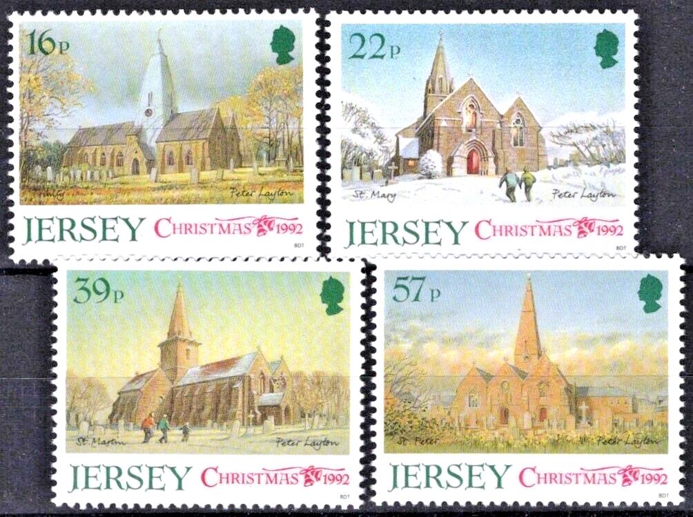 ZAYIX Great Britain Jersey #610-613 MNH Christmas Churches Holiday 020722S06M