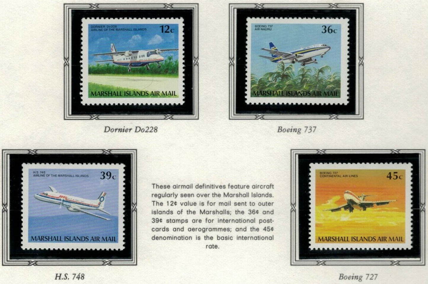 1989 Marshall Islands C22-C25 MNH Airmails Aviation Planes