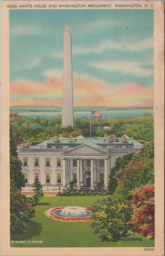 Postcard WWII White House Washington Monument "Free" Postmark
