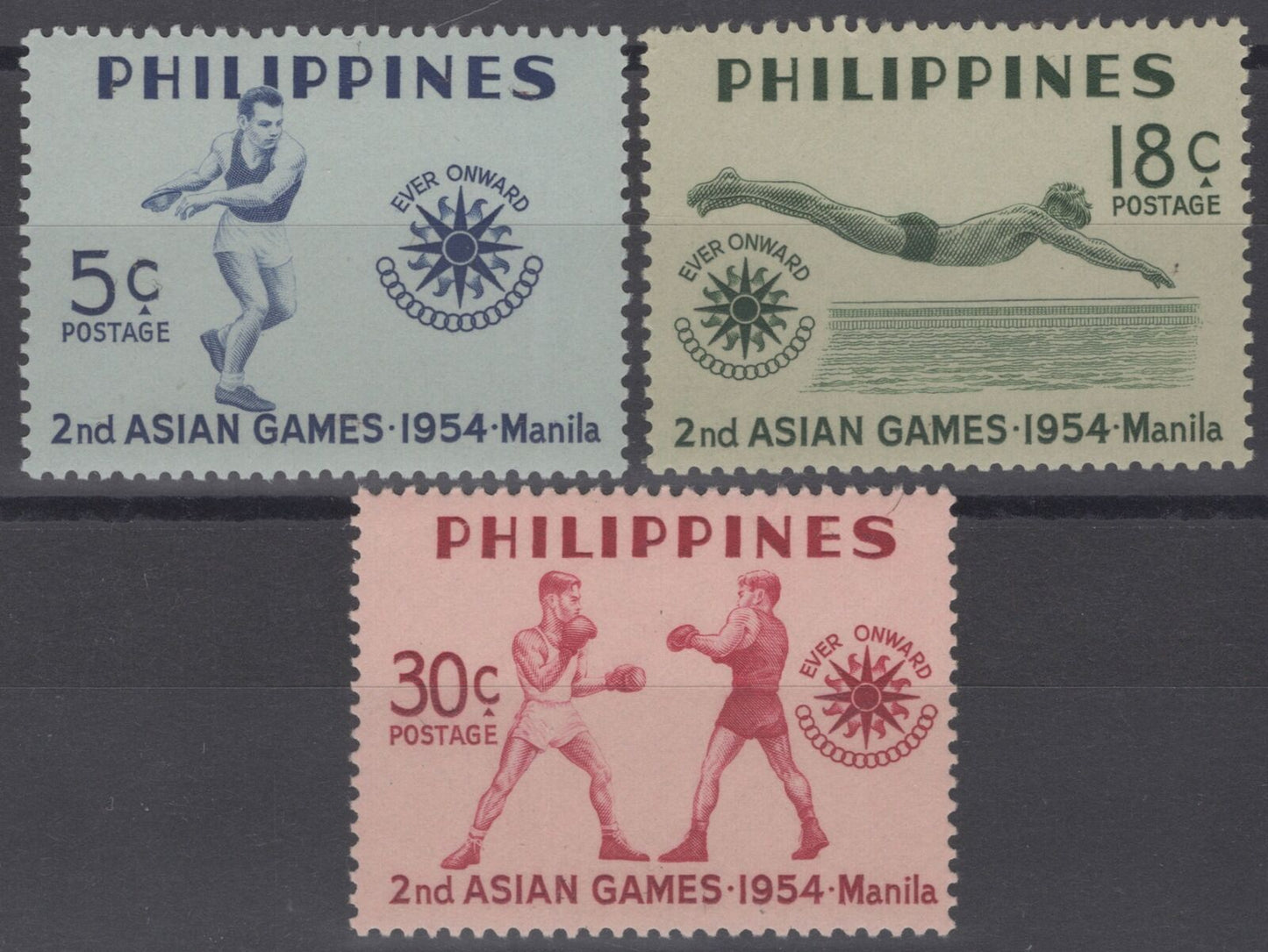 Philippines 610-612 MNH Sports - Boxing - Swimming - Discus