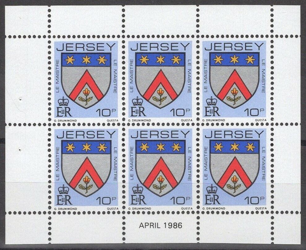 Great Britain Jersey 356a MNH Booklet Pane Coat of Arms 042922-SM177M