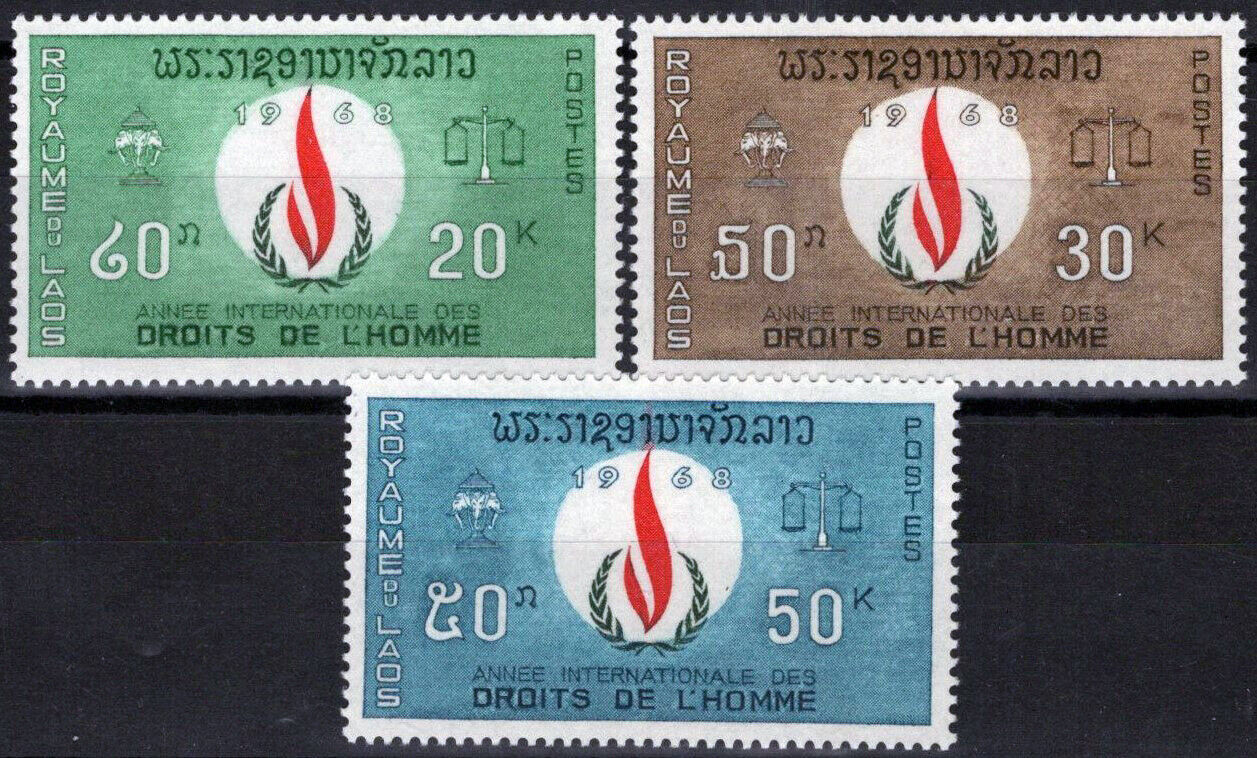 Laos 160-162 MNH Human Rights Flame