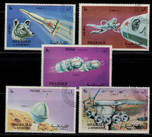ZAYIX - Sharjah UAE Mi 994-998 CTO - Soviet Space Achievements - Dogs 030822-S28
