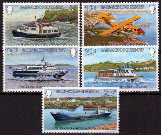 ZAYIX Guernsey 227-231 MNH Transportation Planes Boats Ships  021423S153M