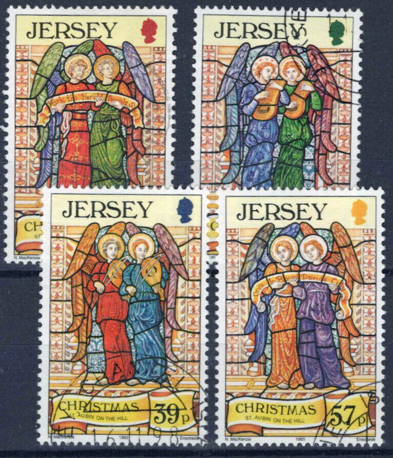 Great Britain Jersey 651-654 used Christmas Stained Glass 033023S11