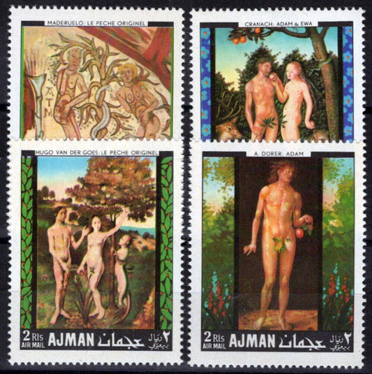 ZAYIX Ajman 281-284 MNH Paintings Adam & Eve 041623S102