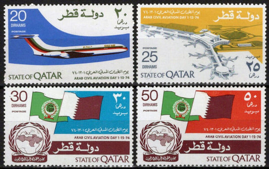 ZAYIX Qatar 411-414 MH Aviation Day Planes Doha Airport Flags 032323S47