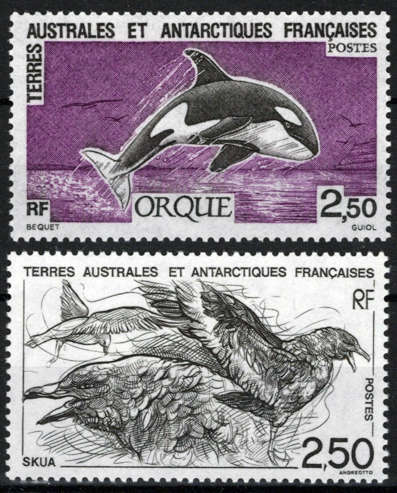 FSAT TAAF 186-187 MNH Marine Life Birds Killer Whales Polar 060823S109M