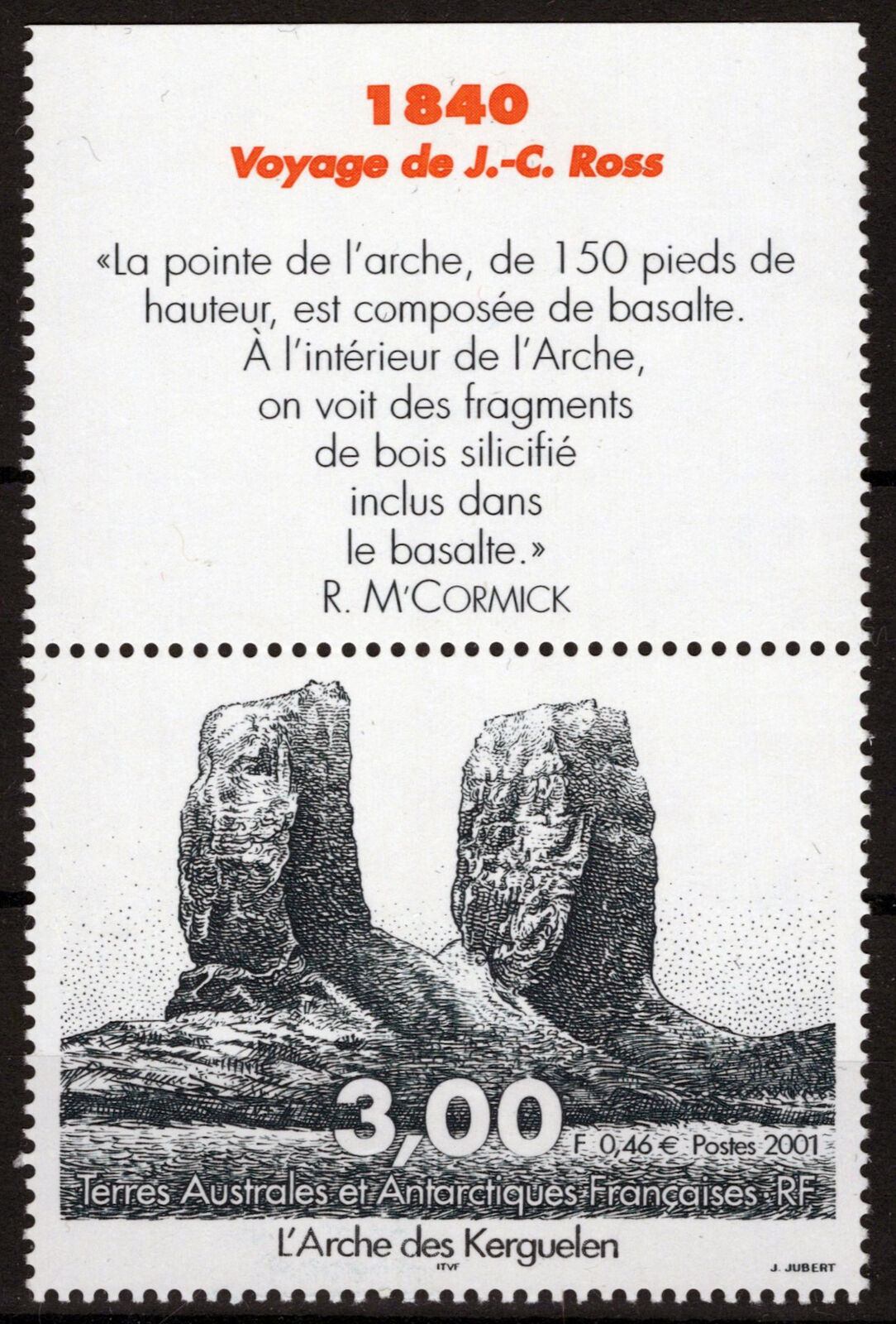 ZAYIX FSAT TAAF 282 MNH Kerguelen Arch Landmark w/ tab Antarctic 060823S162