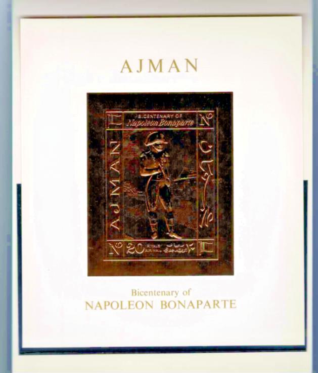 ZAYIX Ajman Block 177 MNH Gold Foil Napoleon Military 080323SM20