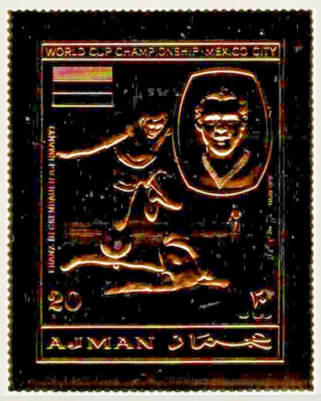 ZAYIX Ajman Block 214 MNH Gold Foil Football World Championship 080323SM22