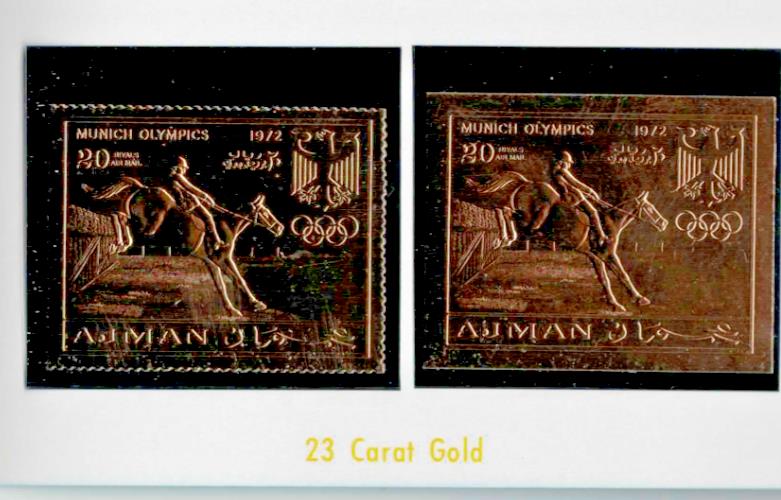 ZAYIX Ajman 963 A, B MNH Gold Foil Munich Olympic Games Horses 080323SM29