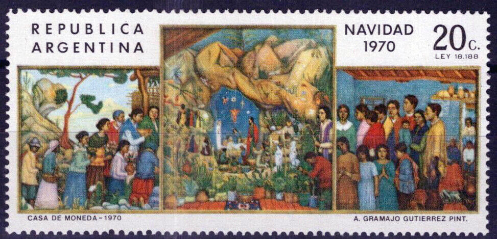 ZAYIX Argentina 949 MNH Christmas Nativity Painting Horacio Gutierrez 090823S39M