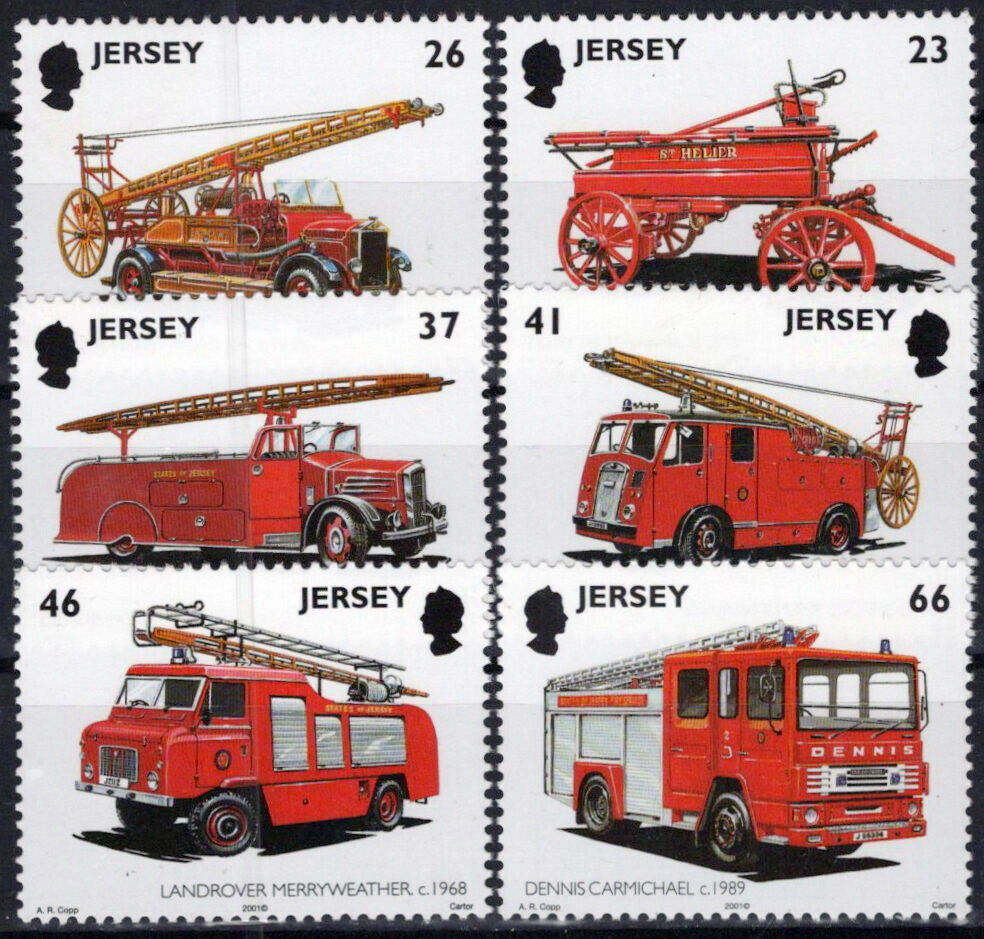 Jersey 1005-1010 MNH Fire Engines Vehicles 092023SM32M