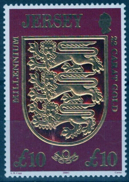 Jersey 933 MNH Embossed Foil Coat of Arms 092023S26M