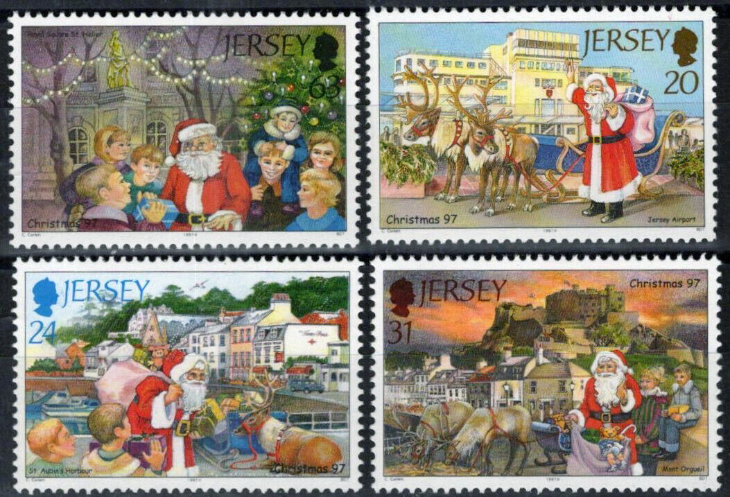 ZAYIX Jersey 818-821 MNH Christmas Santa Claus Jersey Landmarks 092023S38