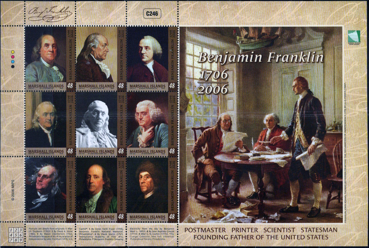 Marshall Islands 873 MNH Benjamin Franklin Scientist Statesman 092023SL07M