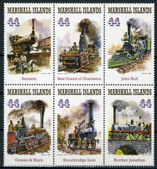 ZAYIX Marshall Islands 949 MNH Steam Locomotives Transportation 090223SM81M