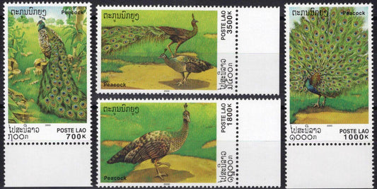 ZAYIX Laos 1446-1449 MNH Birds Peacocks Wildlife 100323S01