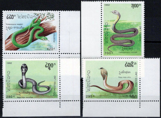 ZAYIX Laos 1078-1081 MNH Reptiles Poisonous Snakes 100323S75