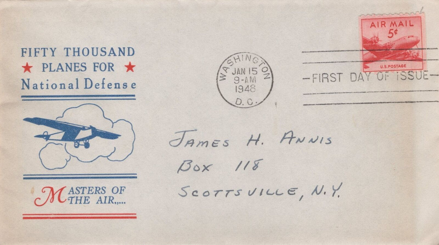 US C37 cachet maker unknown FDC Planes for National Defense 017
