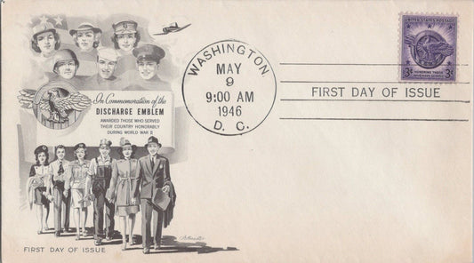 FDC US 940 First Artmaster Cachet - WWII Discharge Emblem ZAYIX 070422SM83