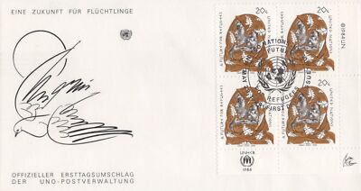 United Nations FDC Future for Refugees Geneva cachet block ZAYIX 031823SM154