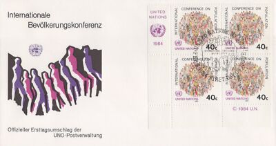 United Nations FDC World Population Conf Geneva cachet block ZAYIX 031823SM164